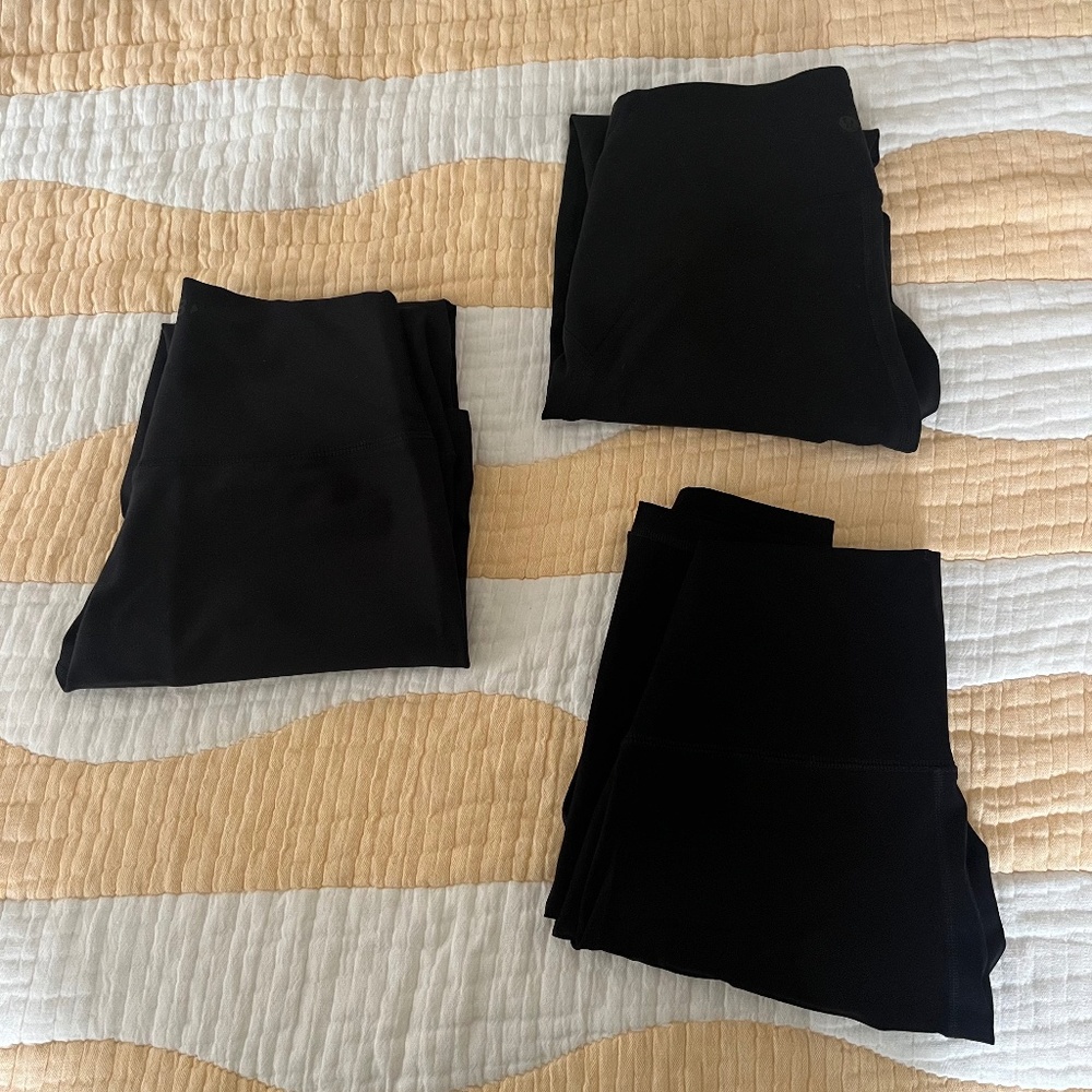 Lululemon, Everlane, Abercrombie & Fitch YPB black leggings, size S, lot of 3
